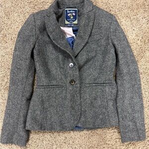 Boden Gray Herringbone Wool Blend Blazer